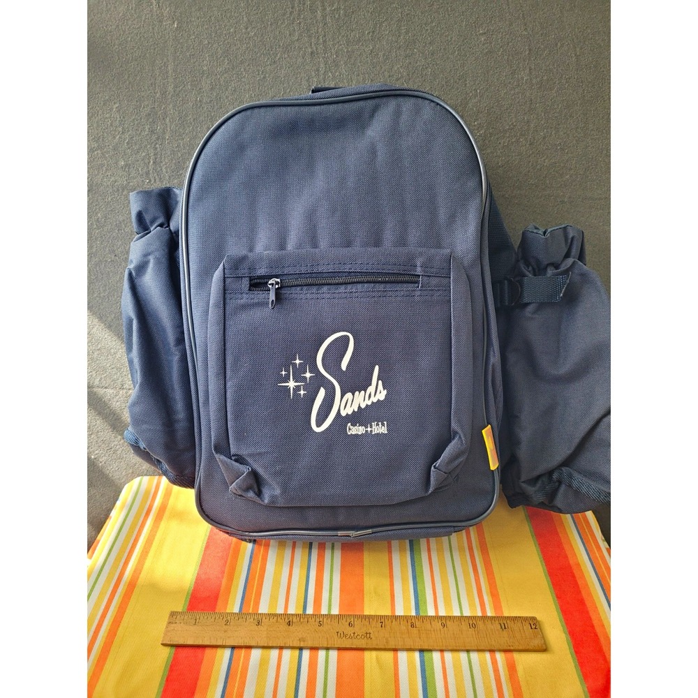 Sands Casino+Hotel Picnic Plus Blue Picnic Backpack Set Vintage But New